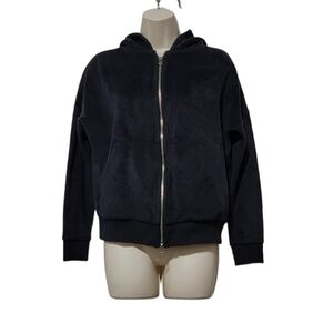 ATM Velour Zip‎ Up Hoodie Black Women's XS